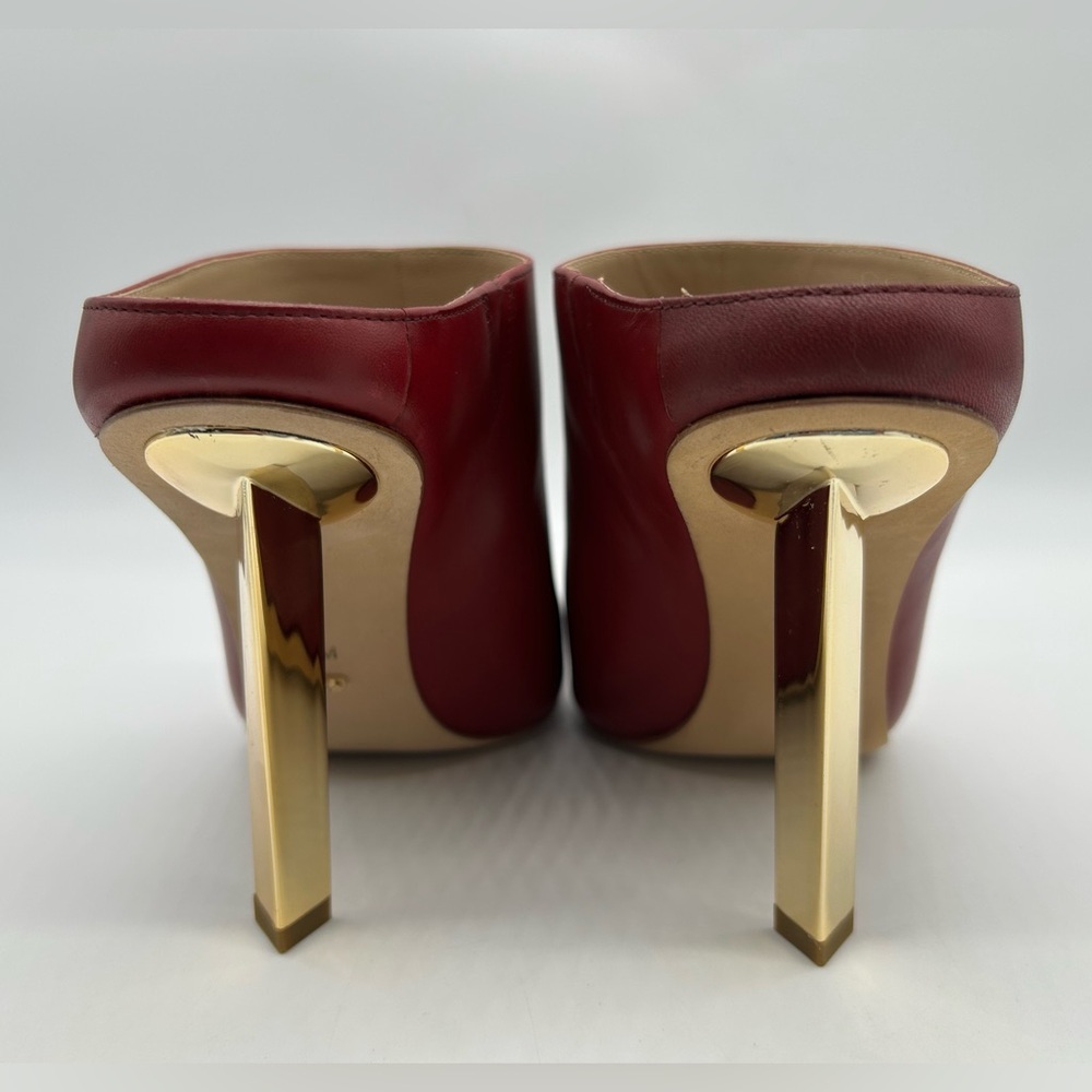 Michael Kors Halle Mule Pump Deep Red Leather Heels | Size 6M | New With Box - Picture 7 of 11